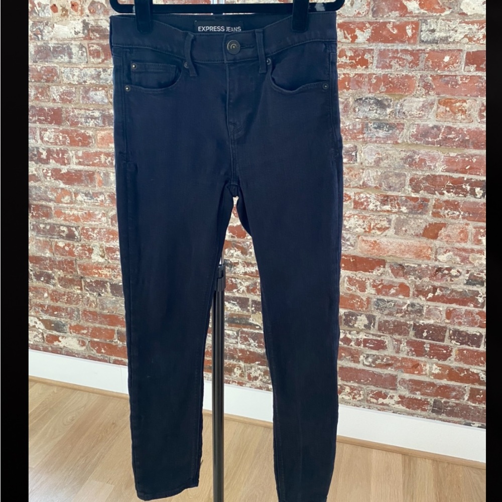 Express black skinny mid rise legging jeans size 0 S short